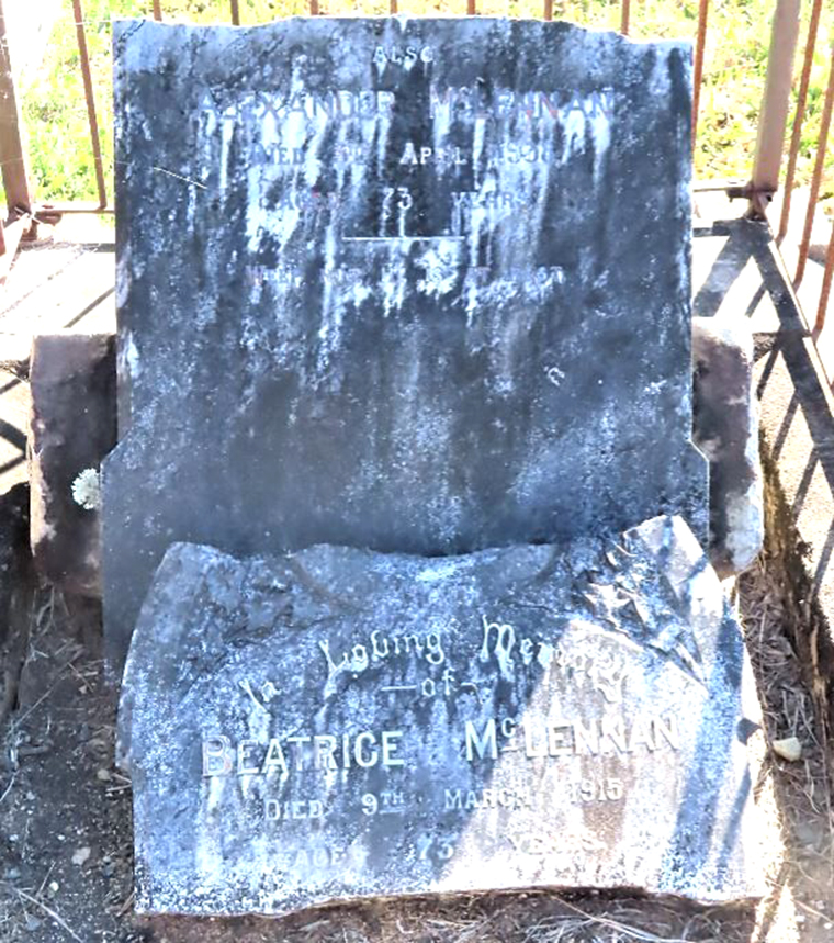 Photo of headstones/Beatrice McLennan d1915 hdstn Mirani Cemetery Qld